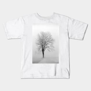 Skeletal Tree in a Winter Storm Kids T-Shirt